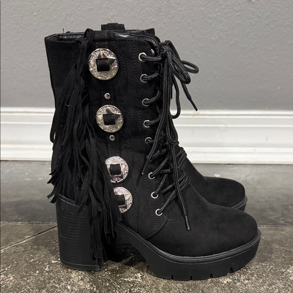 Cape Robbin Shoes - Cape Robbin Black Felicia Western Style Faux Suede Boots 6